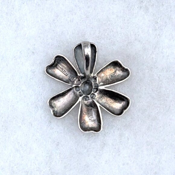 Vintage Designer Solid Sterling Silver 925 Flower Shape Pendant - Picture 5 of 6